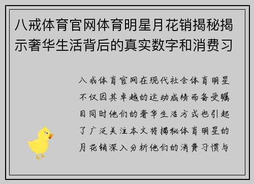 八戒体育官网体育明星月花销揭秘揭示奢华生活背后的真实数字和消费习惯